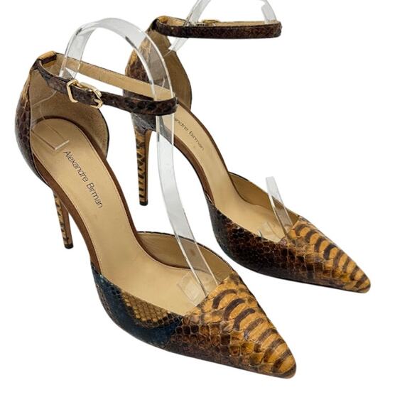 Alexandre Birman Burmese Python Ankle Strap Stiletto Heels Women’s Size EU 39 - Picture 2 of 12